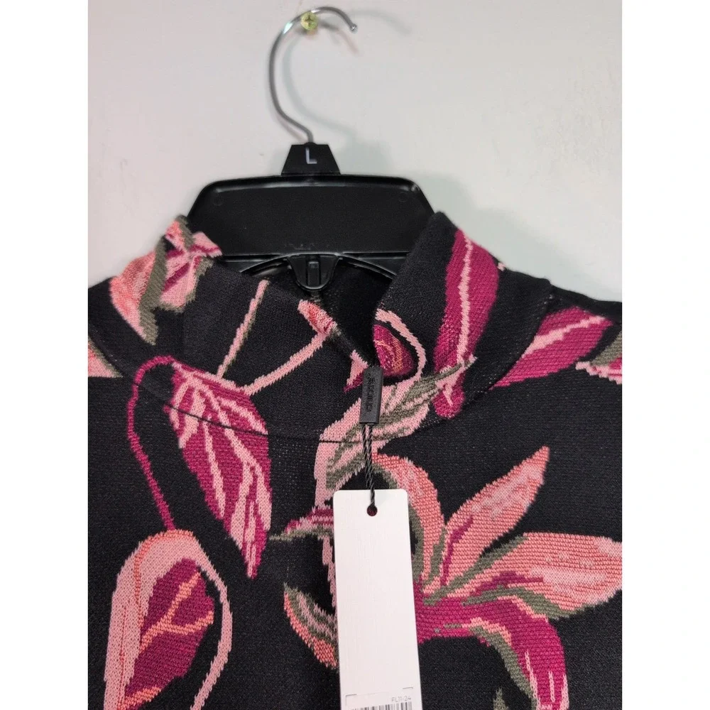 Chico's Sweater Womens Size 2 Black Floral  New